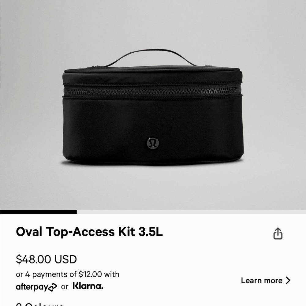 Lululemon oval top access toiletry bag